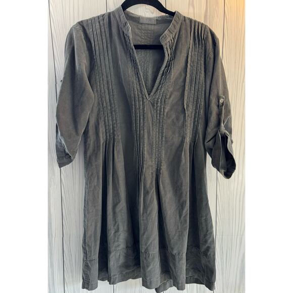 CP Shades Womens 3/4 sleeve Tunic Trapeze Dress Corduroy Cotton Gray Size Small - Picture 1 of 8